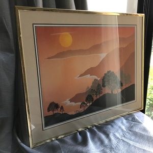 VTG MCM Style Décor Framed Landscape Print